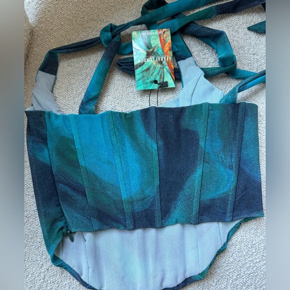 NWT Farai London Nola Corset and Maxi Skirt Set in Blue Multi size XS - Picture 7 of 9